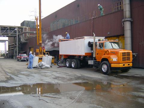 Filling sand filters at a water treatment plant